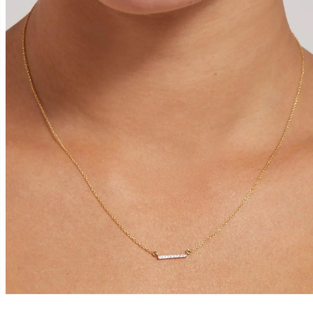 Quince 14k gold diamond Bar Necklace